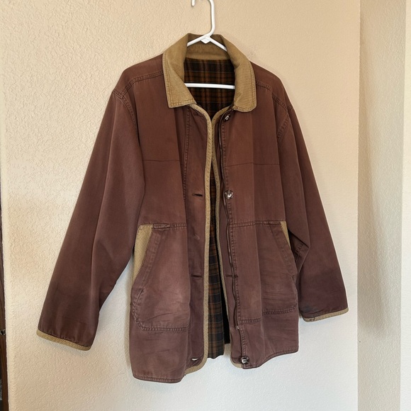 Vintage Women’s Flannel Lined Chore Work Barn Coat Jacket Corduroy Collar L - Picture 2 of 10